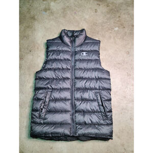 Men's Champion Full Zip Puffer Vest Gray Rare $159 Men's small